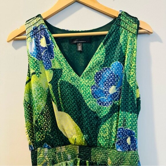 WHBM Green Floral Satin Hi Lo Maxi Dress 8 Mermaidcore Tropical Coquette Resero - Picture 7 of 15